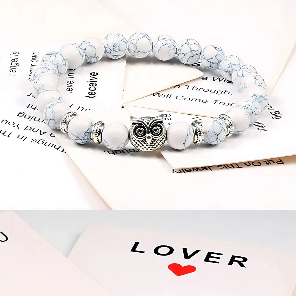 Owl Charm Beads Bracelets With Natural Stones
