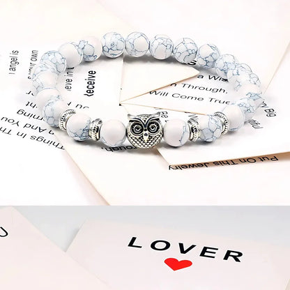 Owl Charm Beads Bracelets With Natural Stones