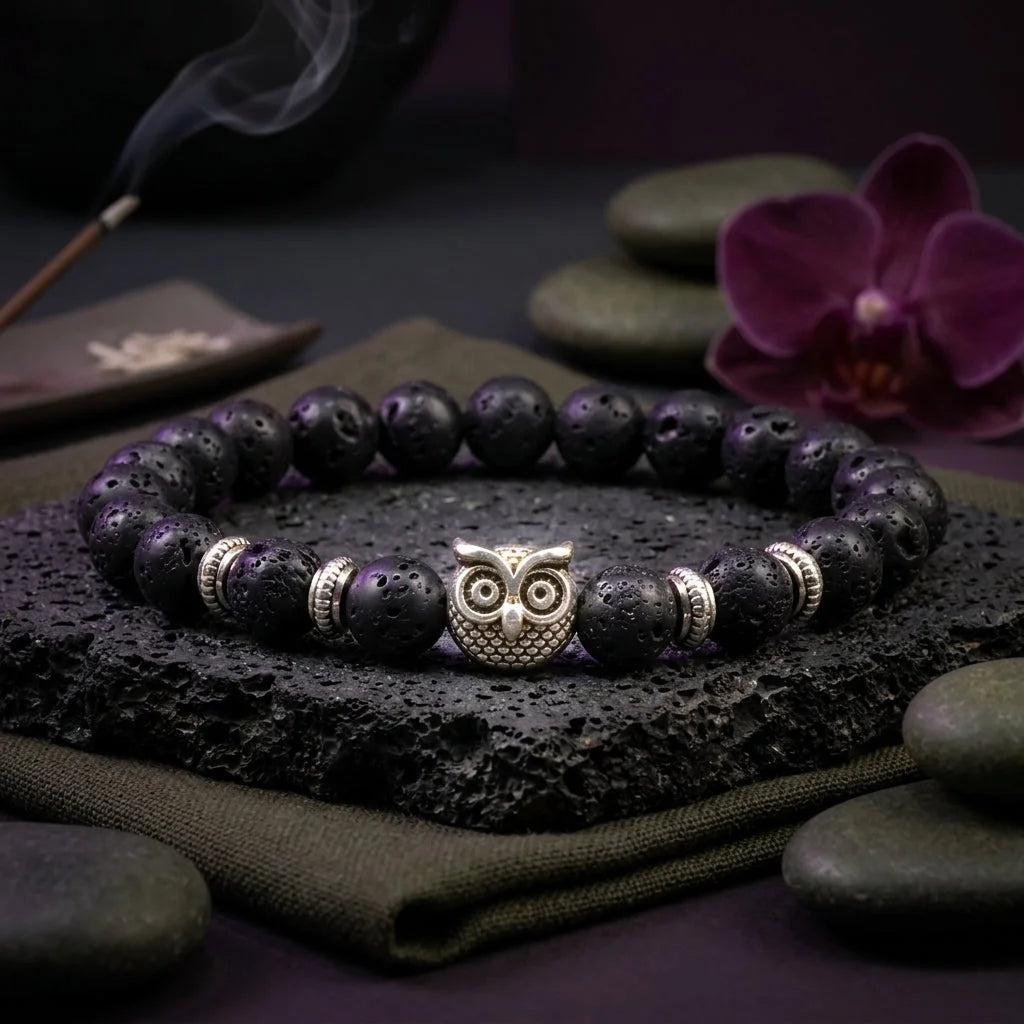 Owl Charm Beads Bracelets With Natural Stones