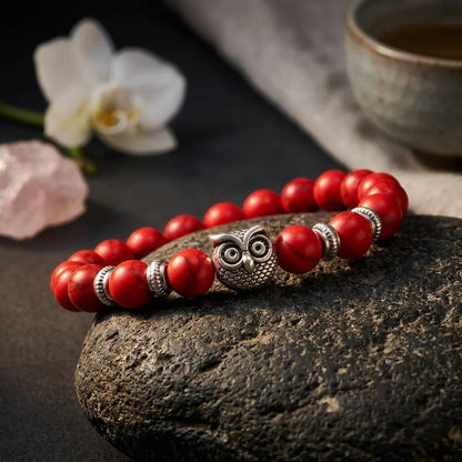 Owl Charm Beads Bracelets With Natural Stones