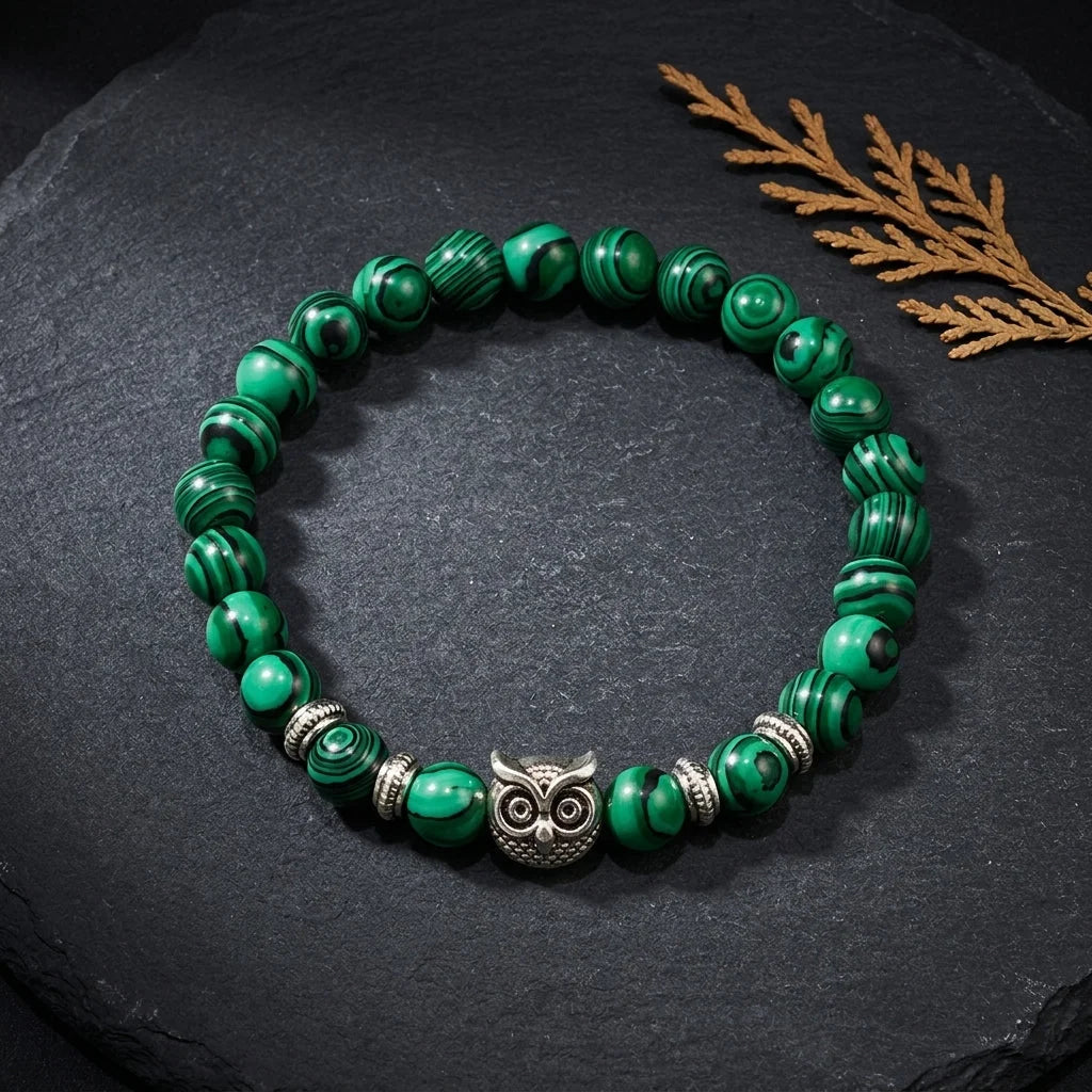 Owl Charm Beads Bracelets With Natural Stones