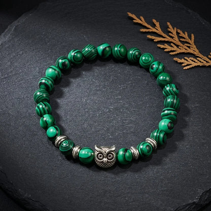 Owl Charm Beads Bracelets With Natural Stones