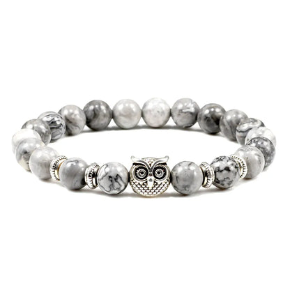 Owl Charm Beads Bracelets With Natural Stones - Picasso
