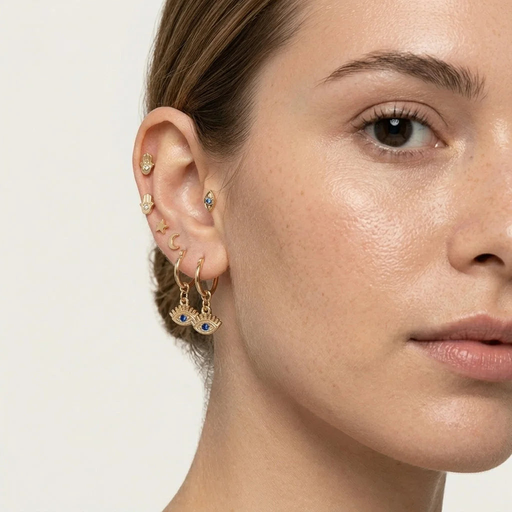Palm Moon Boho Stud Earrings - Set of 7 Pair