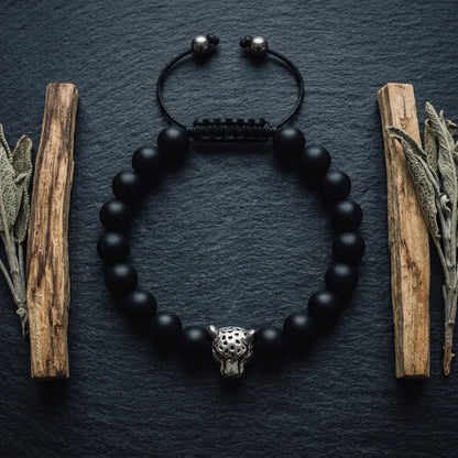 Panther Charm Agate Bead Bracelts Unisex