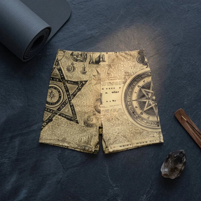 Patterned Yoga Shorts With Celestial Alchemy Design