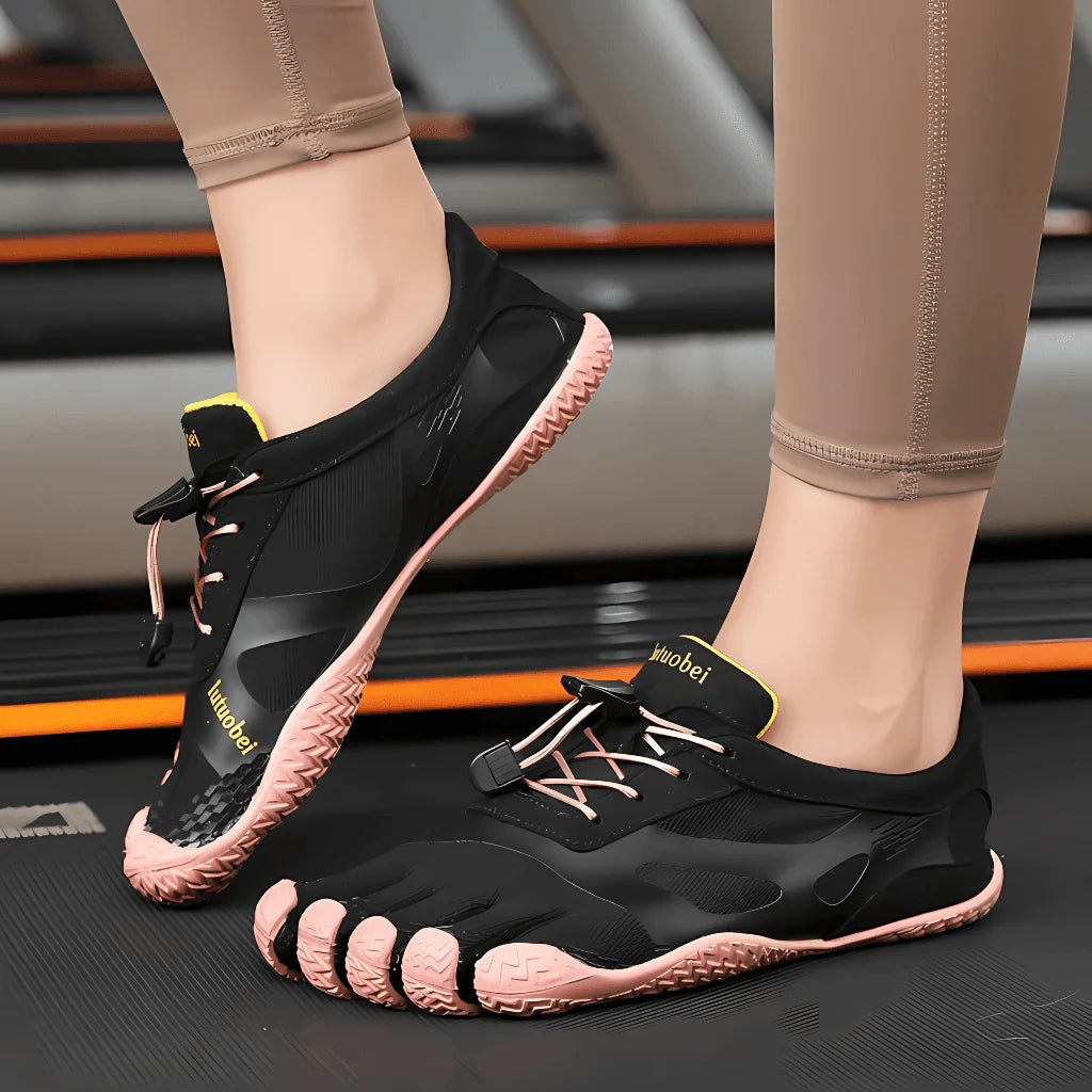 Pilates Grip Shoes With Breathable Mesh Comfort - Rose Red Black / 35