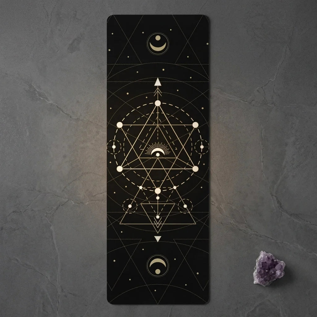 Pilates Yoga Mat With Sacred Celestial Symbols - 24x68