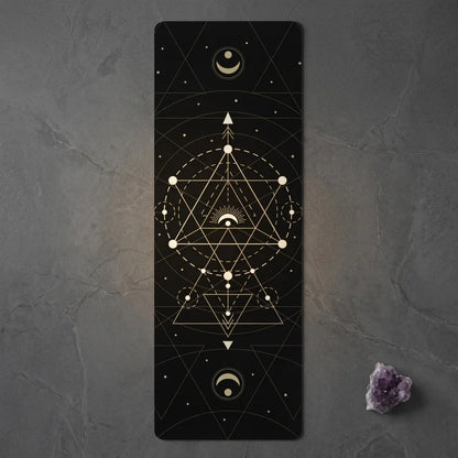 Pilates Yoga Mat With Sacred Celestial Symbols - 24x68