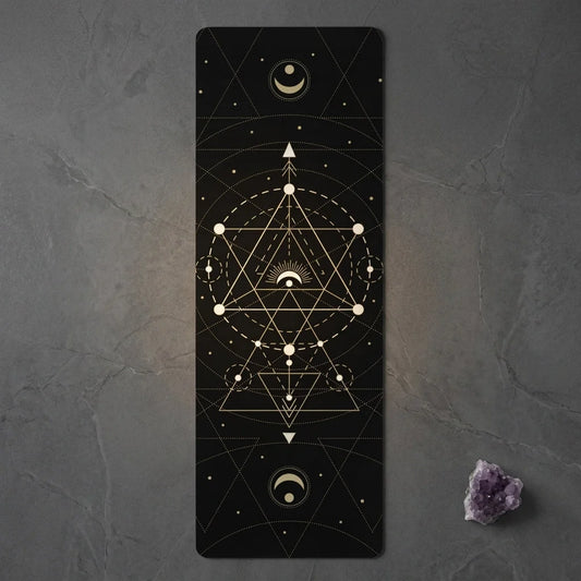 Pilates Yoga Mat With Sacred Celestial Symbols - 24x68