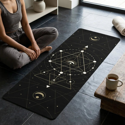 Pilates Yoga Mat With Sacred Celestial Symbols - 24x68