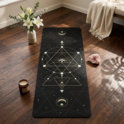 Pilates Yoga Mat With Sacred Celestial Symbols - 24x68