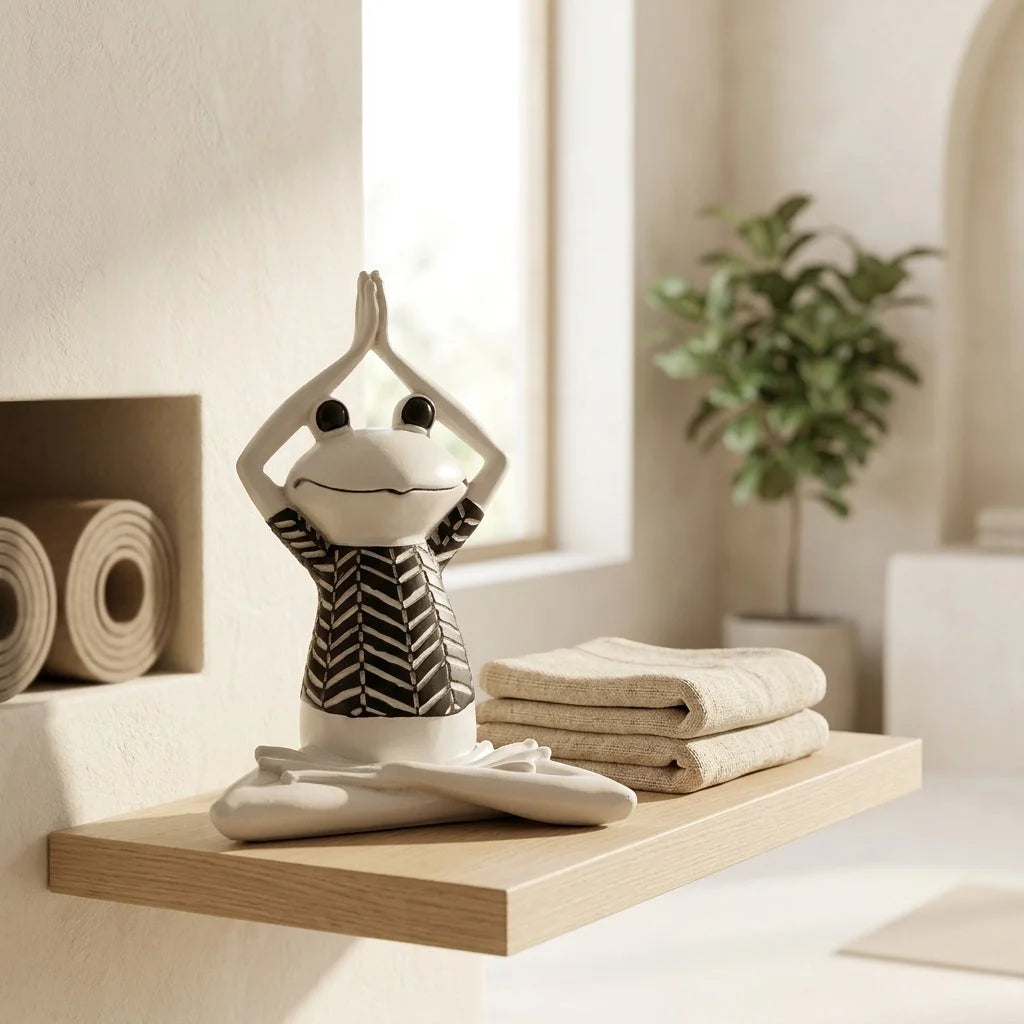 Playful Frog Yoga Statue For Calm Interiors