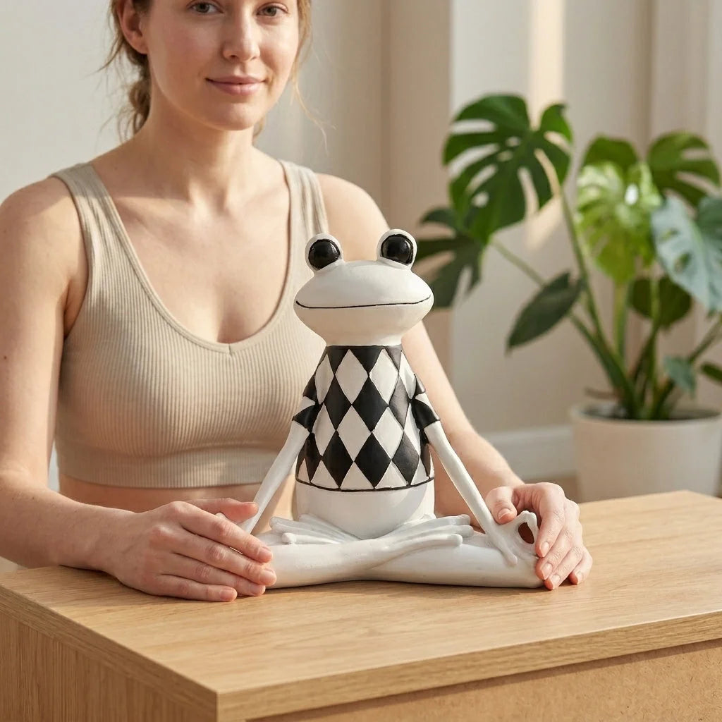 Playful Frog Yoga Statue For Calm Interiors