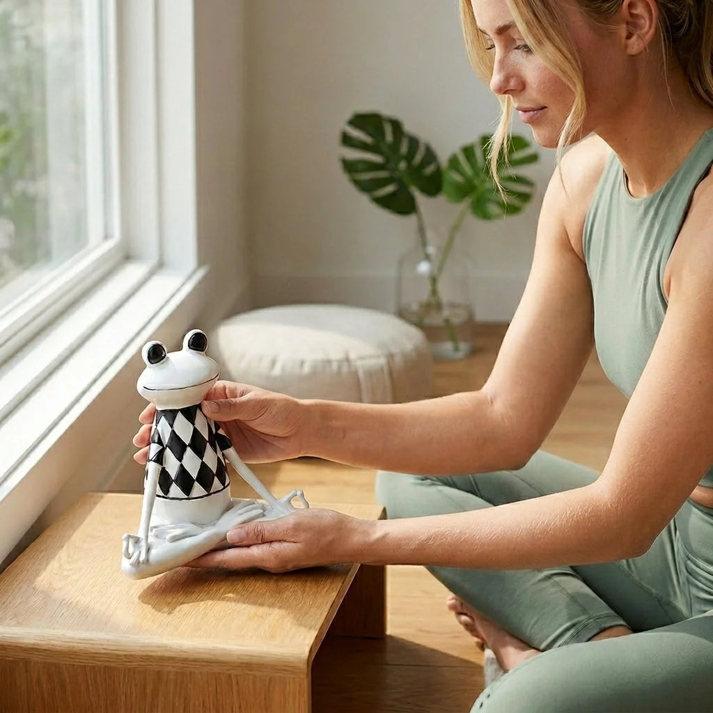 Playful Frog Yoga Statue For Calm Interiors