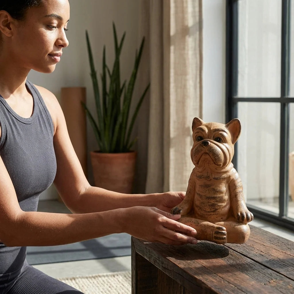 Playful Resin Yoga Dog Statue For Zen Decor