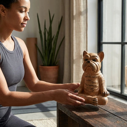 Playful Resin Yoga Dog Statue For Zen Decor