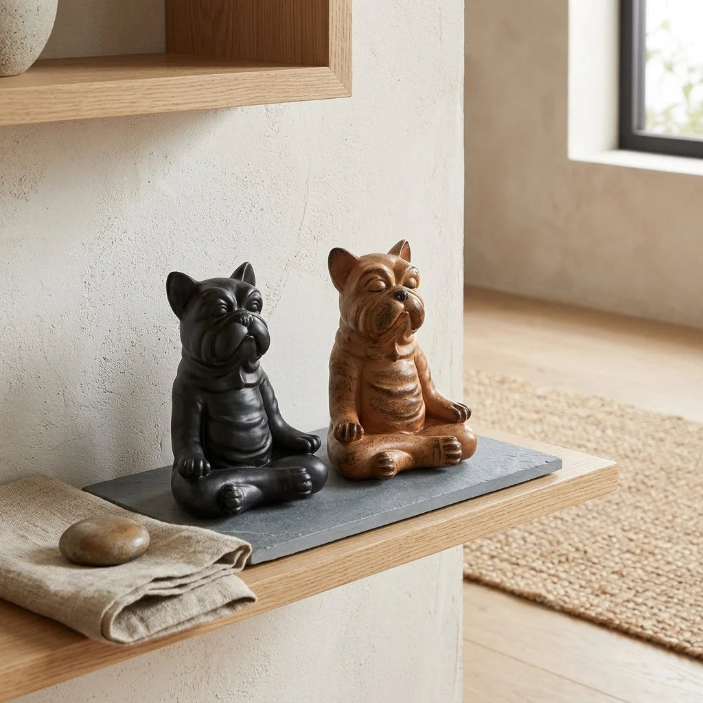 Playful Resin Yoga Dog Statue For Zen Decor