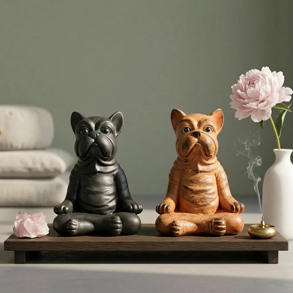 Playful Resin Yoga Dog Statue For Zen Decor