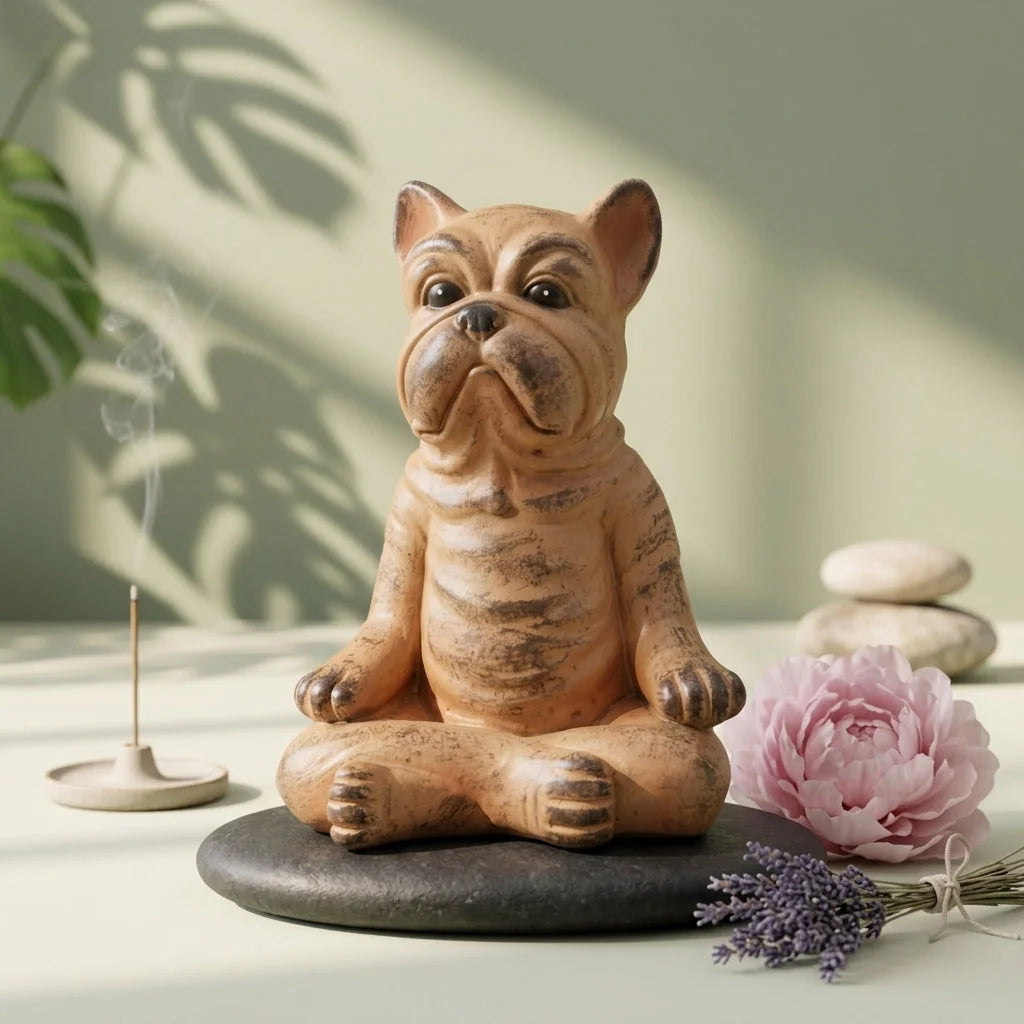 Playful Resin Yoga Dog Statue For Zen Decor