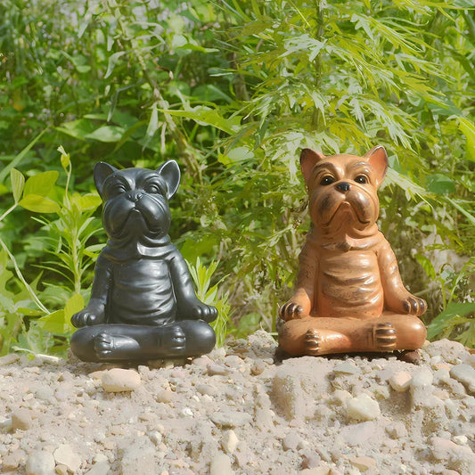 Playful Resin Yoga Dog Statue For Zen Decor