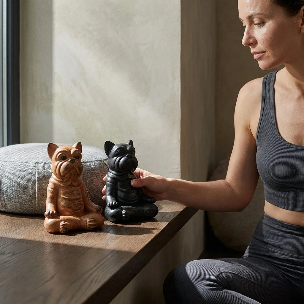 Playful Resin Yoga Dog Statue For Zen Decor