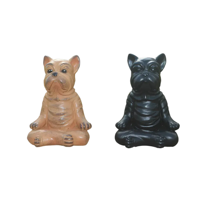 Playful Resin Yoga Dog Statue For Zen Decor