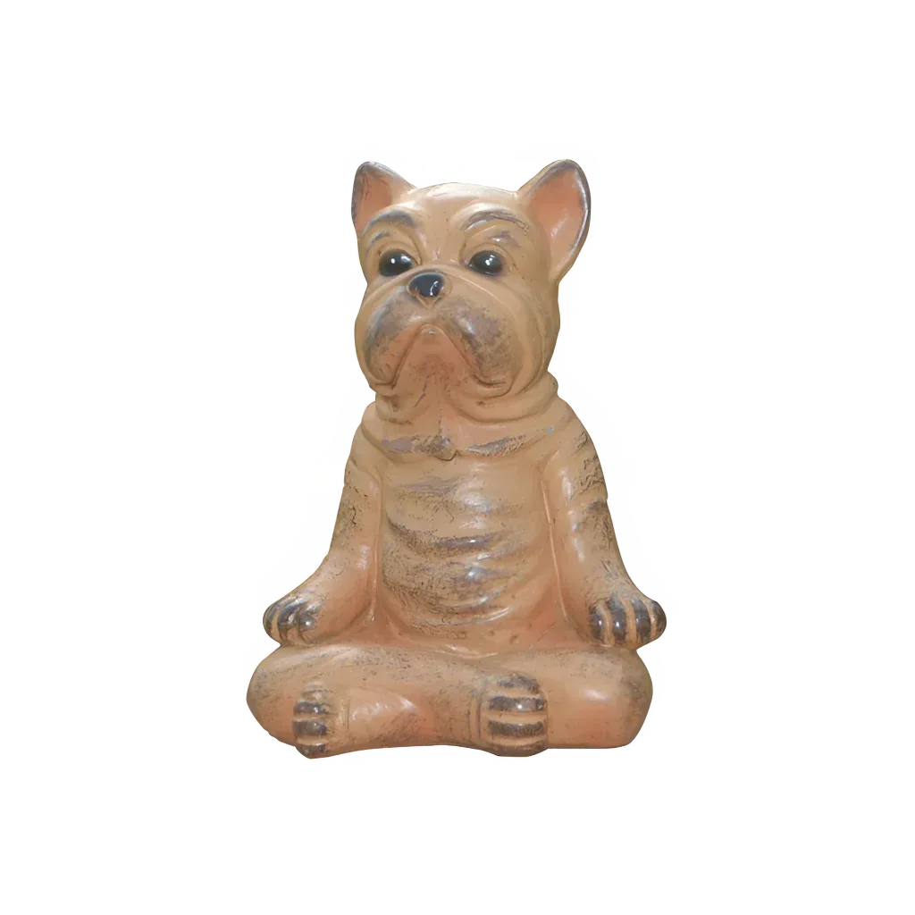 Playful Resin Yoga Dog Statue For Zen Decor - Orange