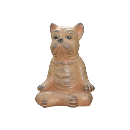 Playful Resin Yoga Dog Statue For Zen Decor - Orange