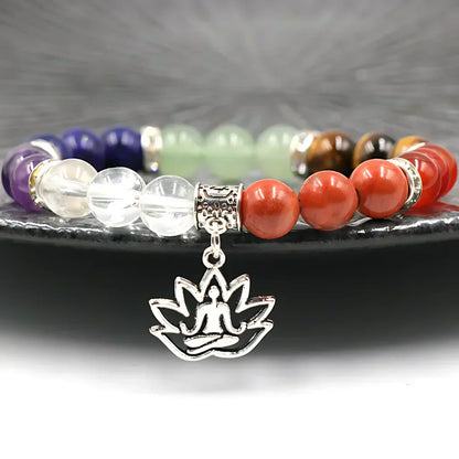Polished Crystals Bracelet Set For Daily Balance - Yoga Symbol Bracelet Set