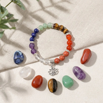 Polished Crystals Bracelet Set For Daily Balance - Yoga Symbol Bracelet Set