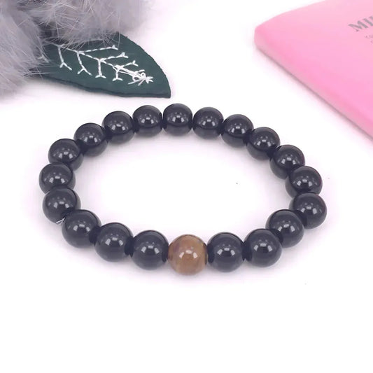 Polished Geometry Tiger Eye Bracelets - Black
