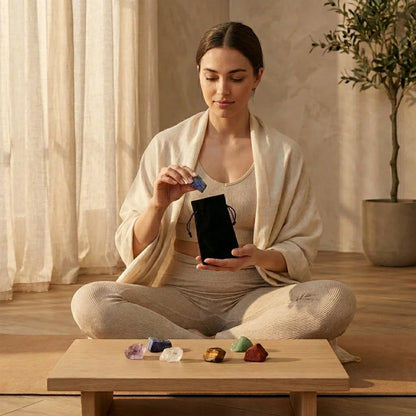 Polished Rocks Chakra Set With Crystal Energy Tools - 7 Chakra Color