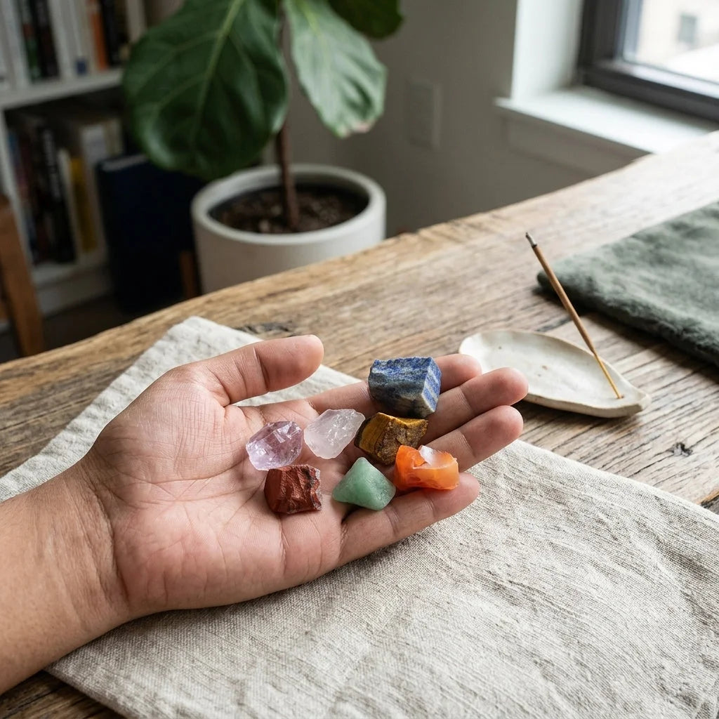 Polished Rocks Chakra Set With Crystal Energy Tools - 7 Chakra Color