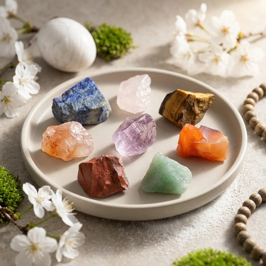 Polished Rocks Chakra Set With Crystal Energy Tools - 7 Chakra Color