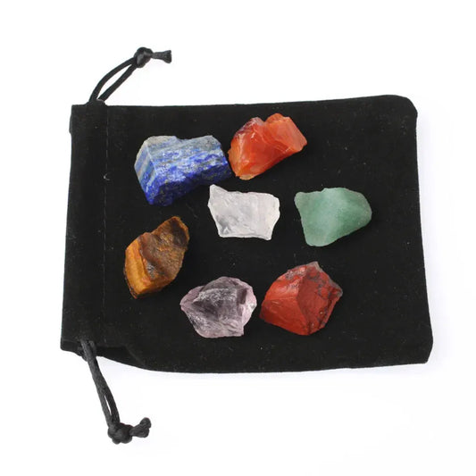 Polished Rocks Chakra Set With Crystal Energy Tools - 7 Chakra Color