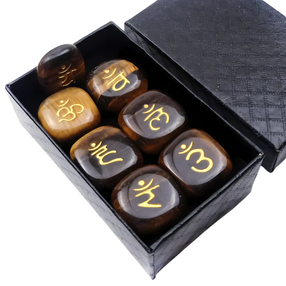 Polished Stones Chakra Set For Daily Energy Balance - Tiger Eye Stone