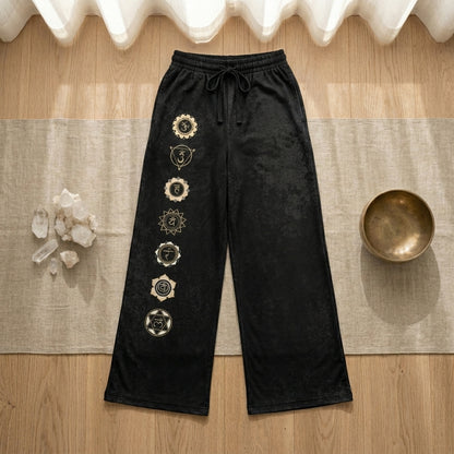 Chakra Energy Flared Joggers – Symbolic Black Base