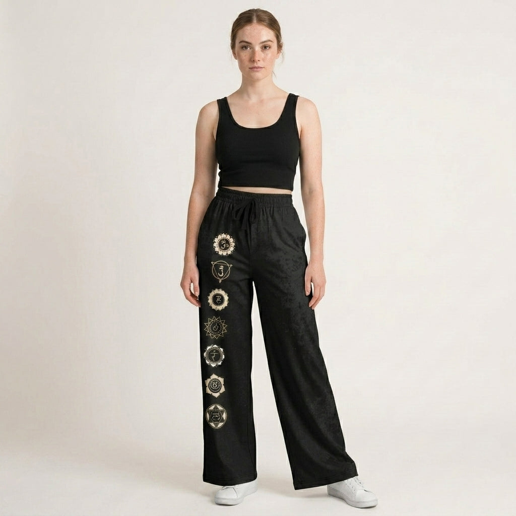 Chakra Energy Flared Joggers – Symbolic Black Base