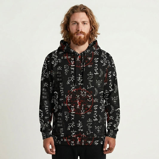 Sports Hoodie With Alchemy Symbol Print