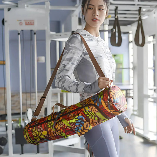Printed Backpack Yoga Mat Bag Organizer With Strap