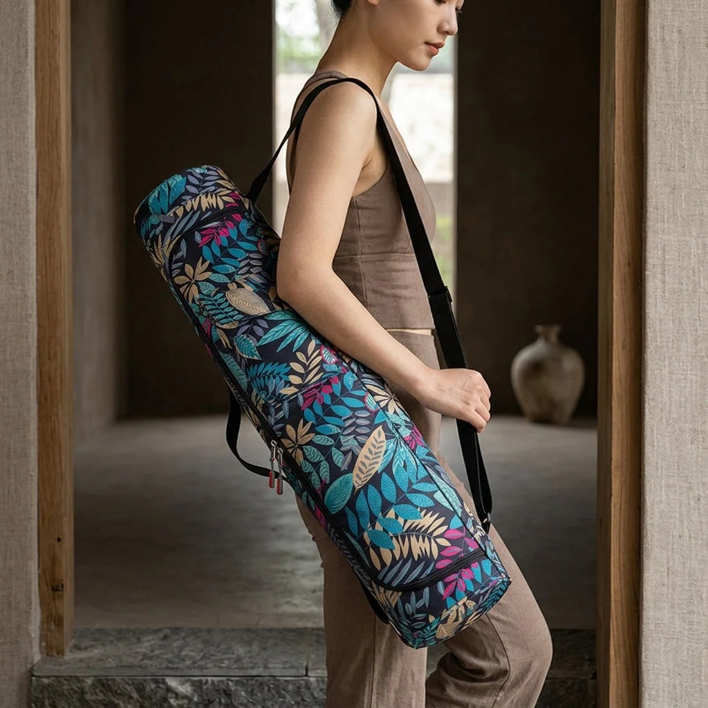Printed Backpack Yoga Mat Bag Organizer With Strap