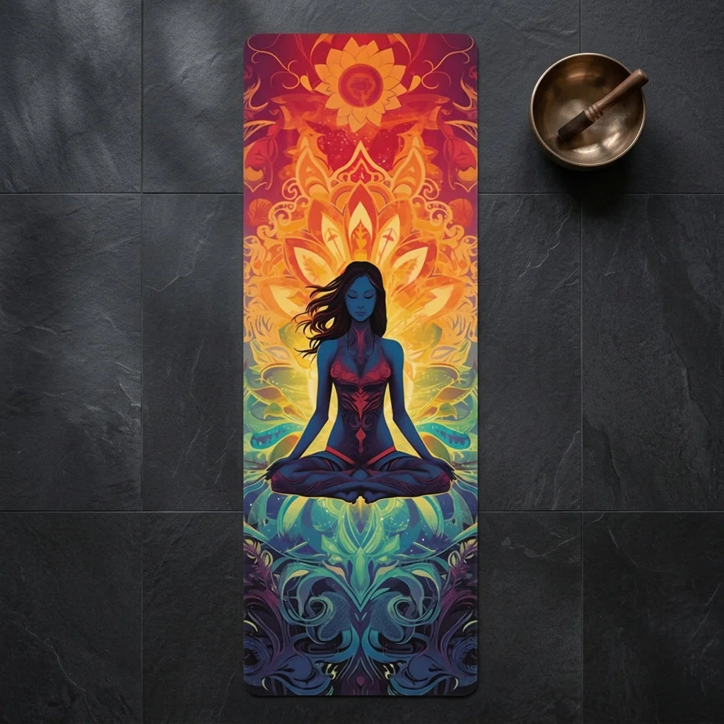 Printed Yoga Mats With Meditation Queen Design - 24x68
