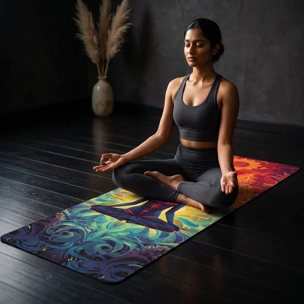 Printed Yoga Mats With Meditation Queen Design - 24x68