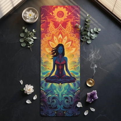 Printed Yoga Mats With Meditation Queen Design - 24x68