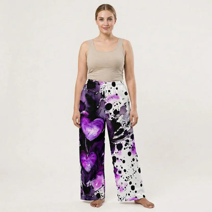 Purple Heart Flare Jogger Pants With Spiritual Energy