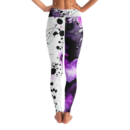 Purple Yoga Leggings With Heart Print For Sacred Flow