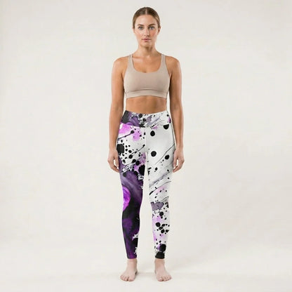 Purple Yoga Leggings With Heart Print For Sacred Flow