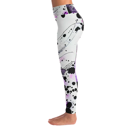 Purple Yoga Leggings With Heart Print For Sacred Flow