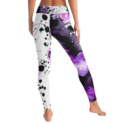 Purple Yoga Leggings With Heart Print For Sacred Flow
